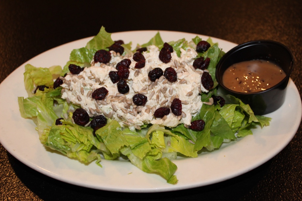 Chicken salad served over fresh greens