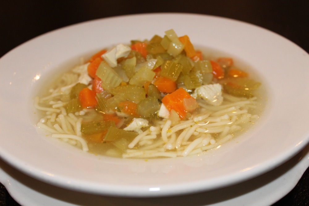 Bowl of homemade chicken noodle soup